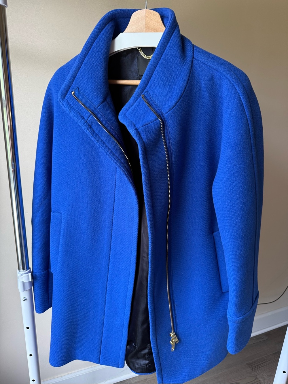 J. Crew Women's cobalt violet stadium coat